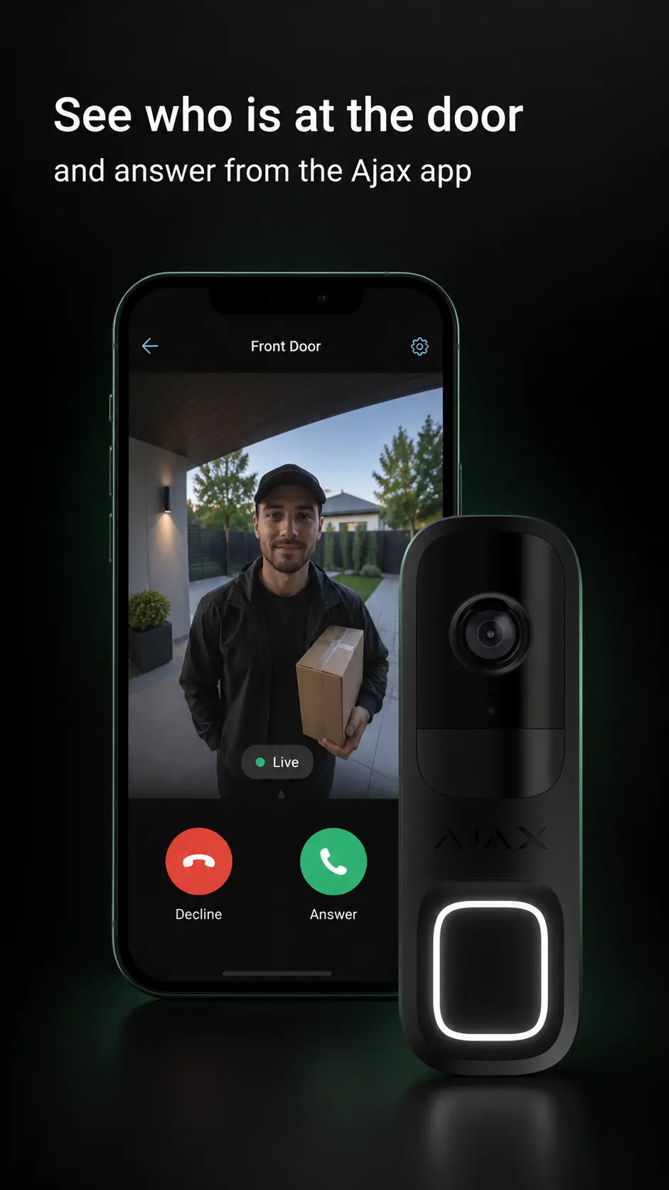 Ajax Doorbell Demo Ajax DoorBell and Ajax app showing a live front-door visitor
