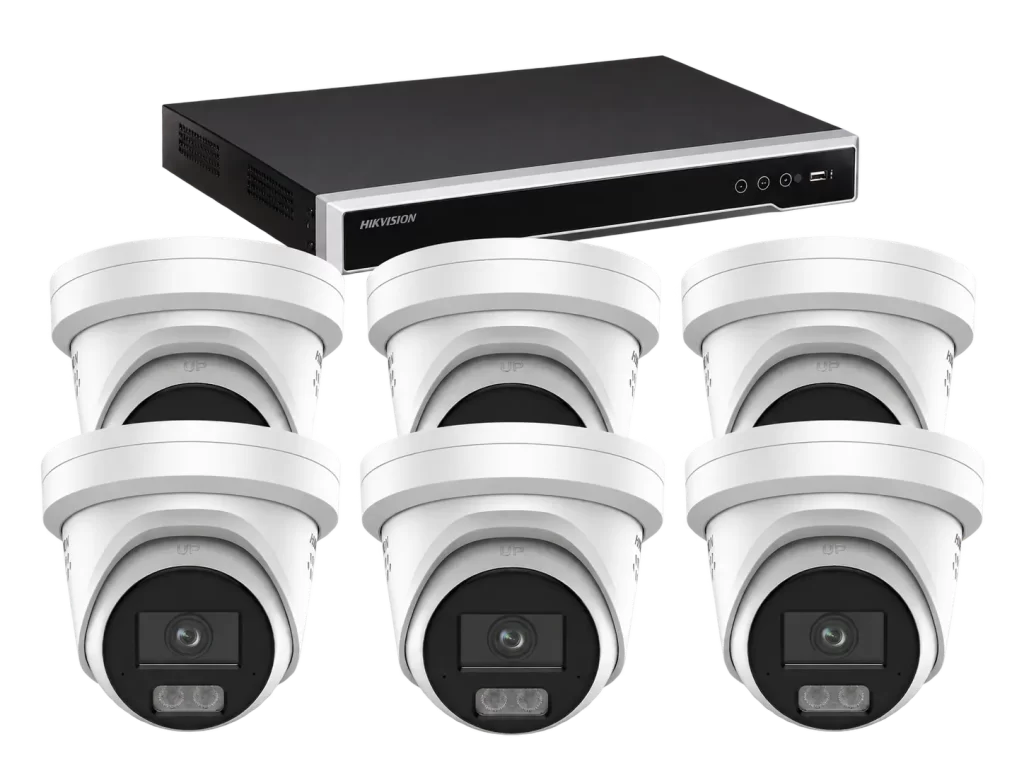 Hikvision Live Guard 6 Camera Pack Six Hikvision 6MP Live Guard turret cameras with an 8-channel M2 NVR